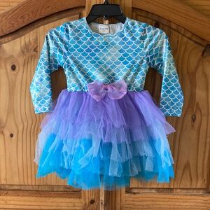 Girls Vaschy blue purple mermaid tutu long sleeve dress - size 5T